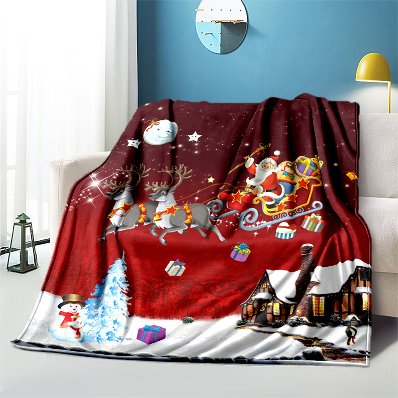 TEMU 1pc Cozy Christmas Gifts Blanket, Lightweight Flannel Throw For Sofa, Bed, Travel, Camping, Livingroom, Office, Couch, Chair, And Bed, Digital