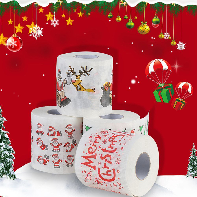Papier Toilette imprimé Thème de Noël Thème de ménage Salle de Bain  Toilette Papier Rouleau de Papier de Papier d'essuie-Serviette Santa Cadeau  Lettre