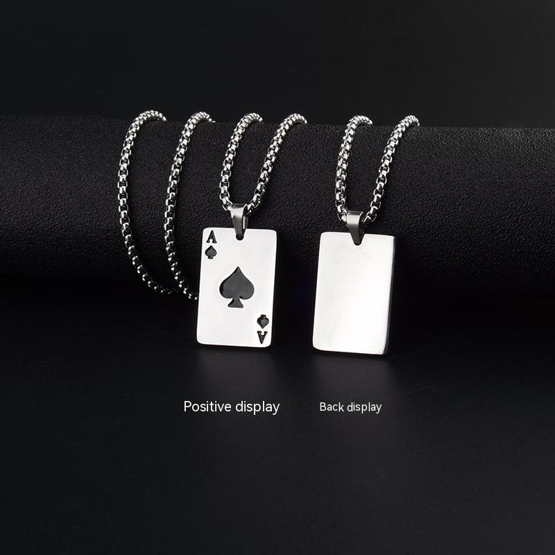 Hearts And Spades Matching Necklaces For Couples In Titanium