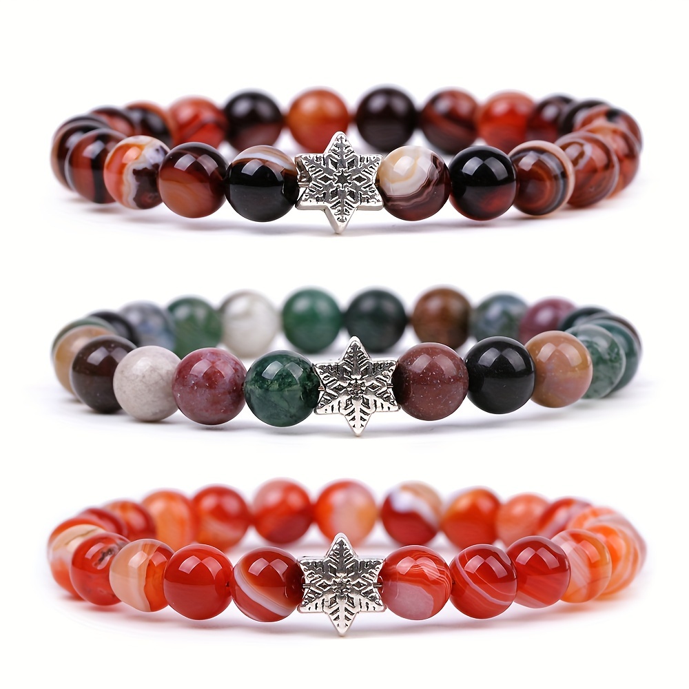 1pc Natural Dragon Vein Agate Stone Red Beads Bracelet, 6/810/12mm Gemstone  Bracelet Handmade Jewelry For Men Women