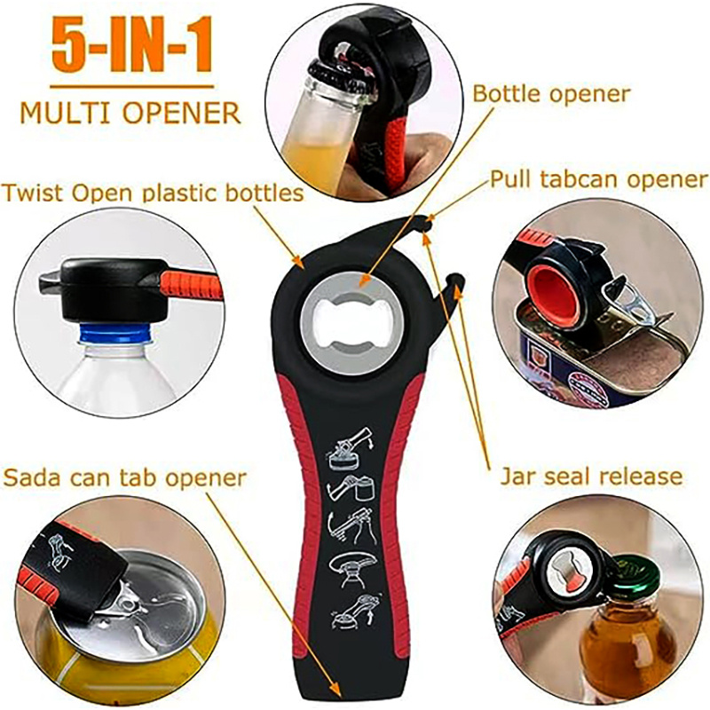  4-in-1 Grip Bottle Opener - Easily Opens Twist Caps, Bottle  Caps, Canning Lids and Can Tabs! (1): Home & Kitchen