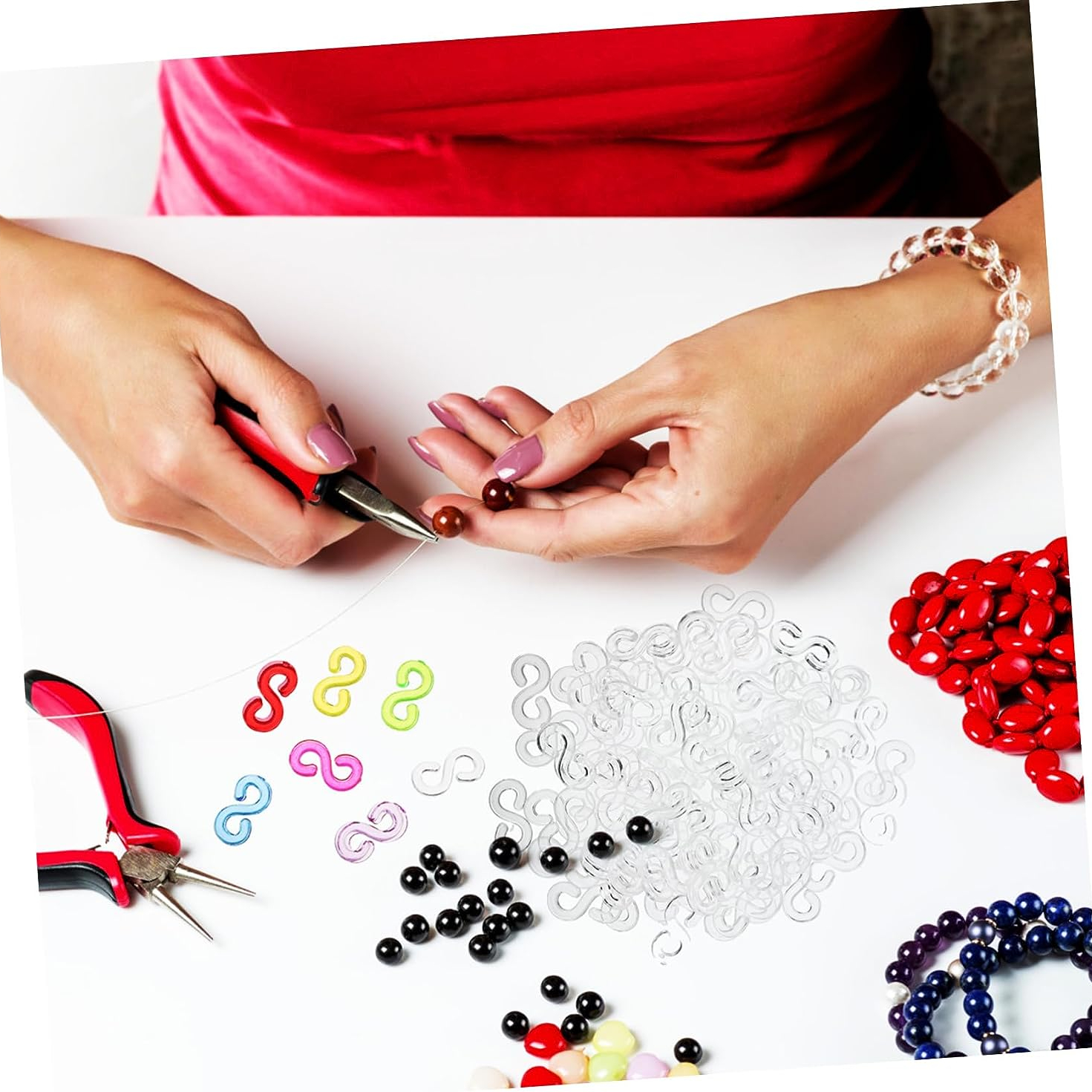 S Shape Clips Connectors Rubber Band Plastic Connectors Kit for DIY Bracelet Making, Clear Pack of 800 | Harfington