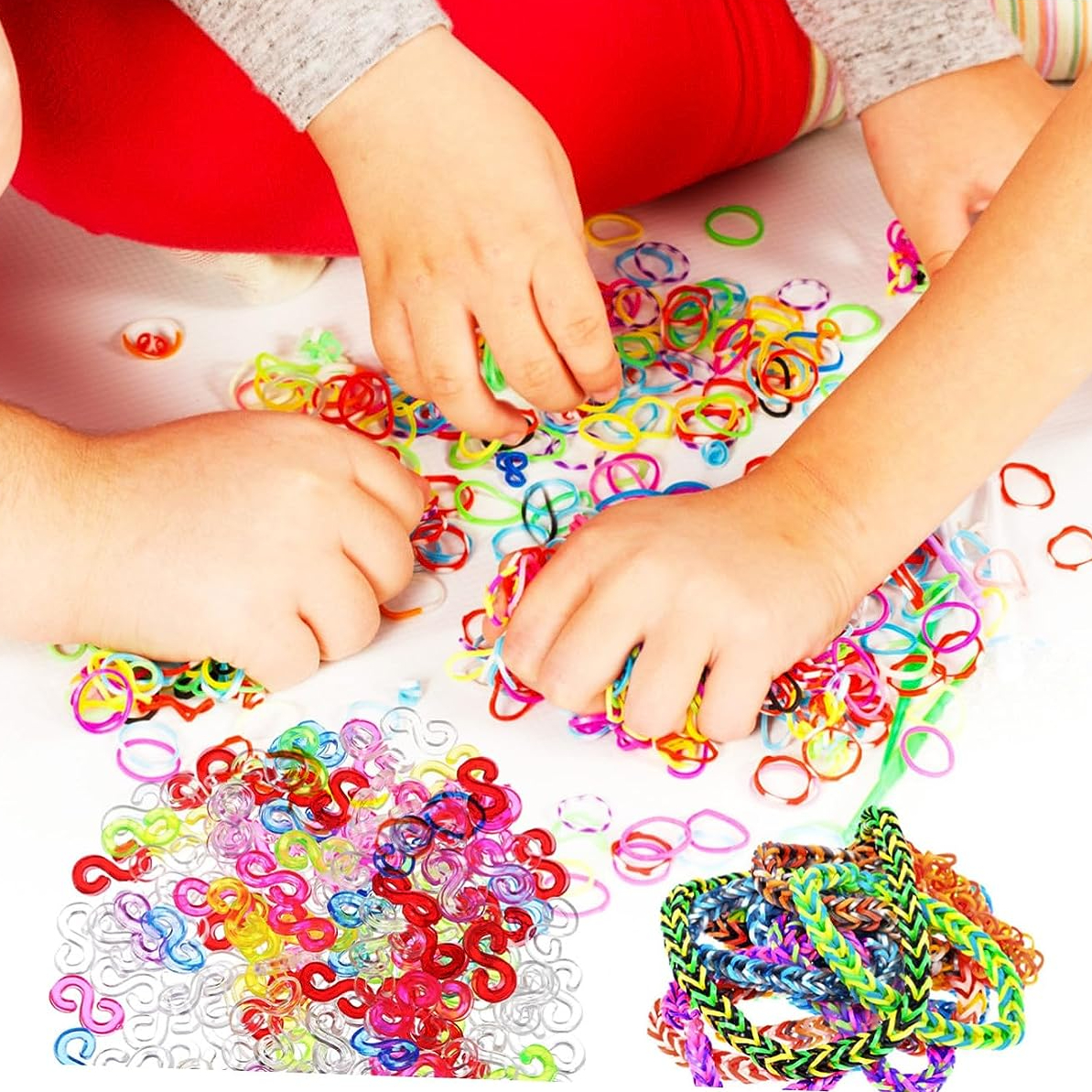 500 Pieces S Clips Rubber Band Clips Plastic Connectors Refills Kit Clip for Loom Bracelets (Colorful)