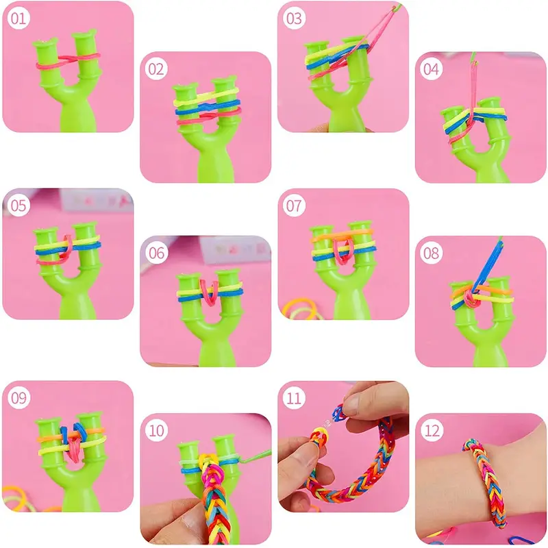 100/500pcs Transparent Loom Rubber Bands S Clips for DIY Jewelry