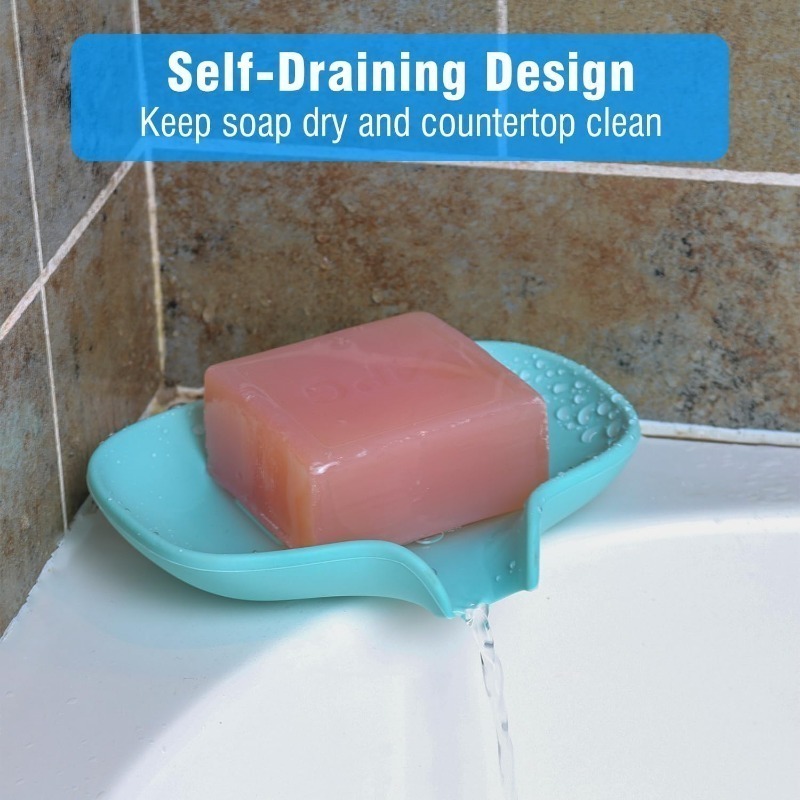 Silicone Soap Dish, Self Draining Waterfall Bar Soap Holder