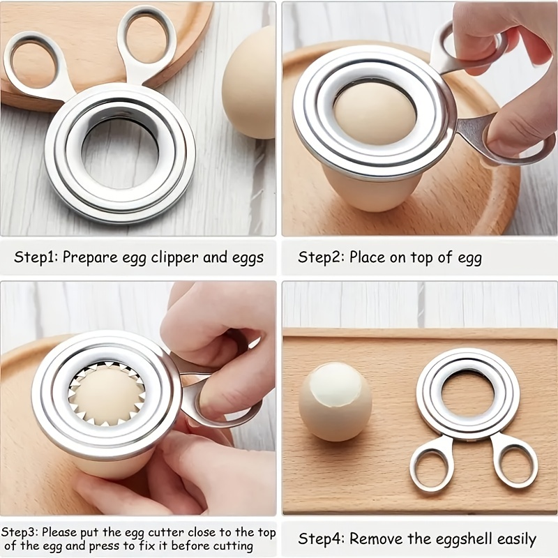 Egg Top Remover, Stainless Steel Egg Cracker Topper Boiled Egg