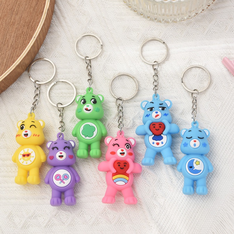 Cartoon Rhinestone Jeweled Bear Keychain Car Wallet Bag Key Ring