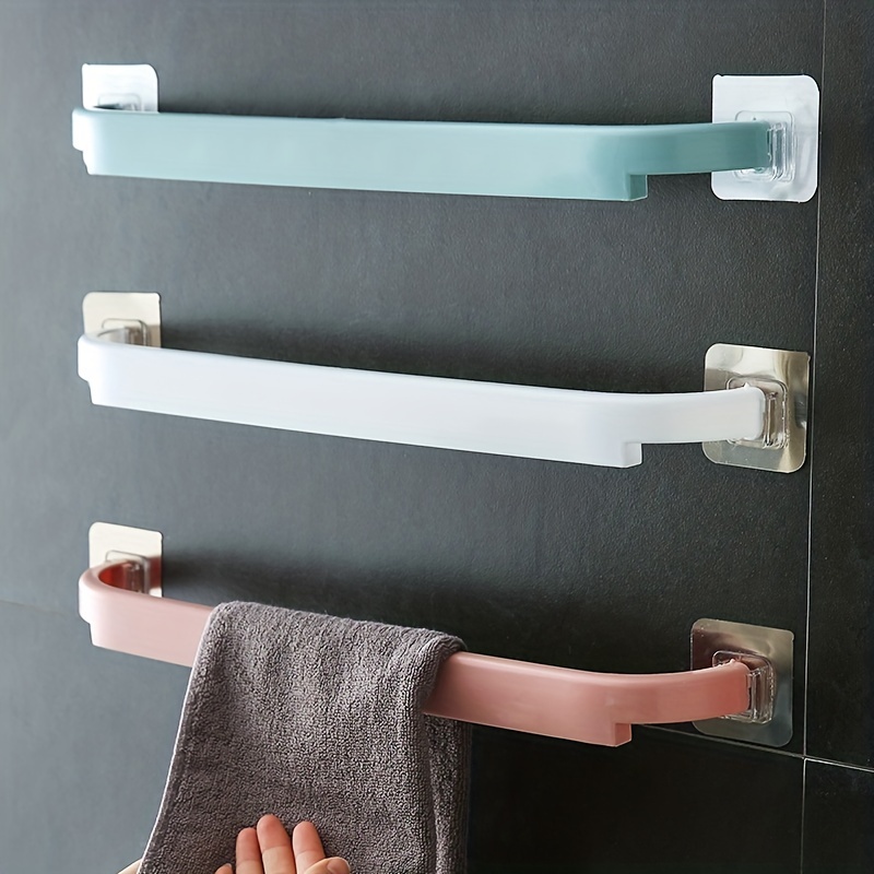 1pc Towel Holder, Self-adhesive Bathroom Towel Rack, No Drilling Towel  Hanger, Bathroom Organizer, Bathroom Accessories, 30/40CM,11.81/15.75inch