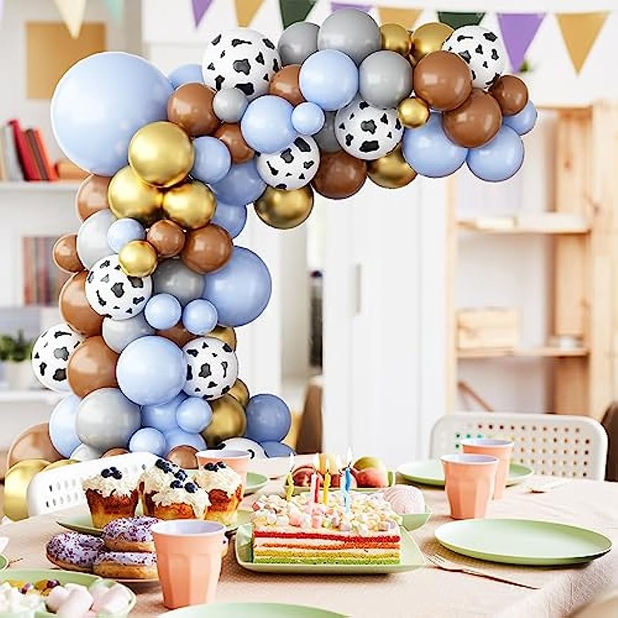 Cow Cake Topper, Blue & Gold