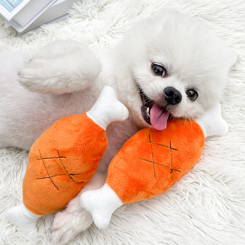 Dog Bone/carrot Plush Toys Puppy Pet Play Squeaky Drumstick - Temu