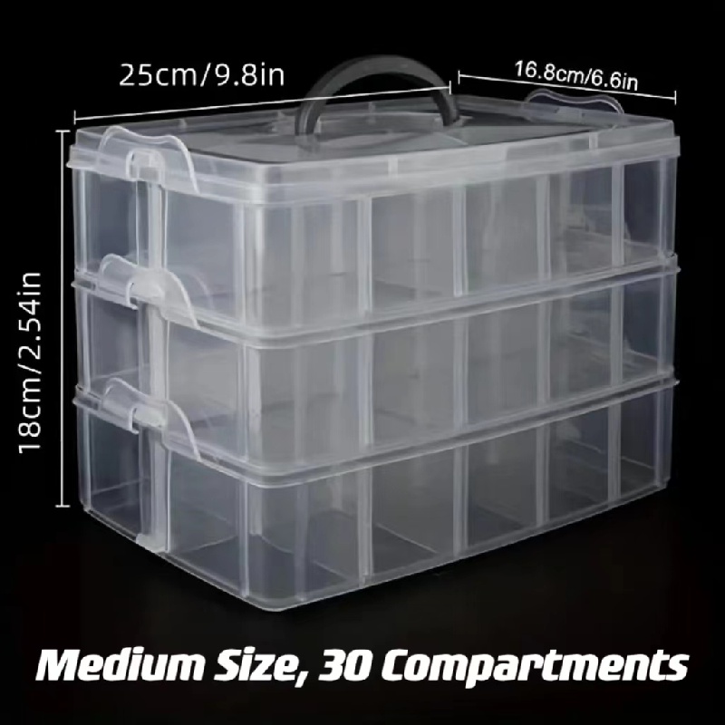 SGHUO Caja de almacenamiento apilable de 3 niveles con divisores, 30  compartimentos, organizadores de cuentas para almacenamiento de  manualidades