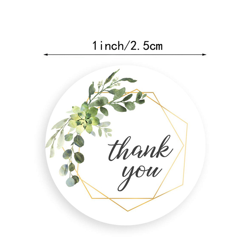 500pcs/roll Round Floral Thank You Stickers Envelope Seal Sticker