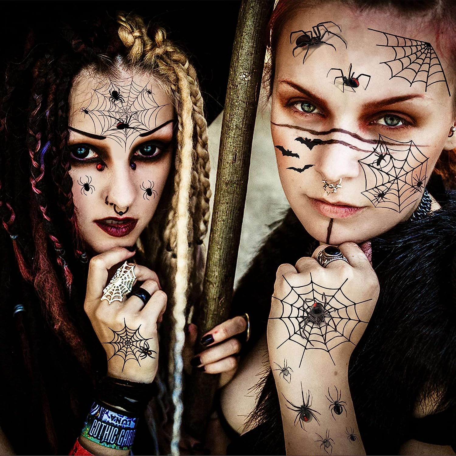 Womens Skinny Halloween Fancy Costume Skull Cat Spider Web Scary