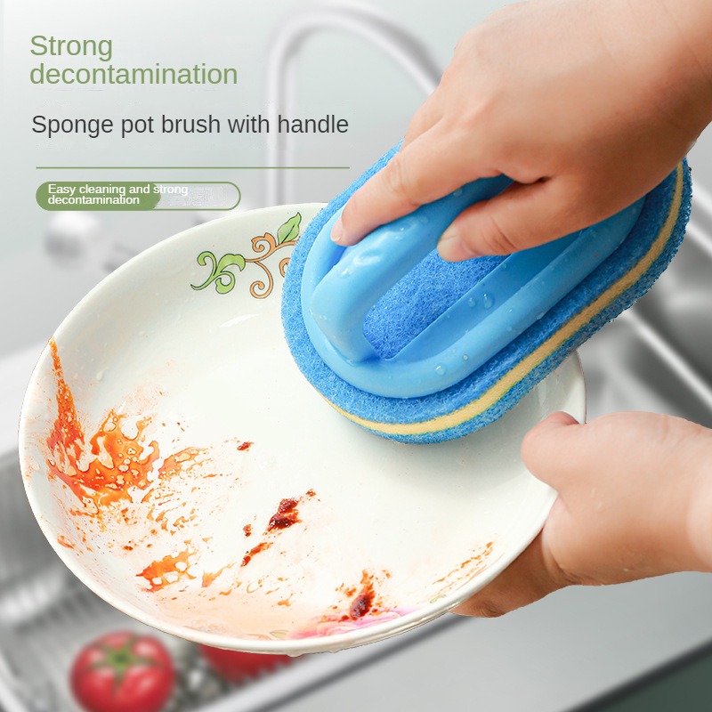 Multi-function Cleaning Sponge With Handle, Household Cleaning
