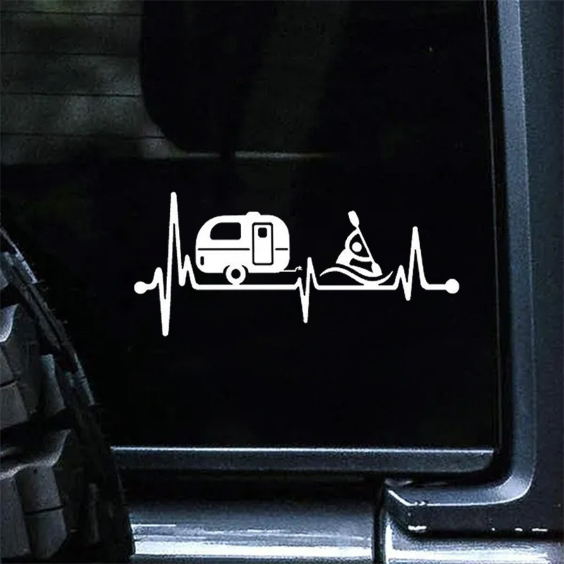 Travel Design Trailer Kayak Heartbeat Car Sticker Laptop - Temu