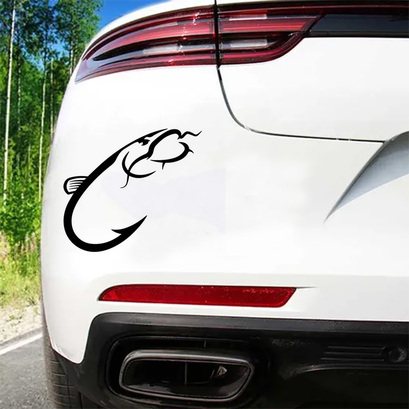 Cute Catfish Bite Hook Swinging Car Sticker Laptop Bottle - Temu