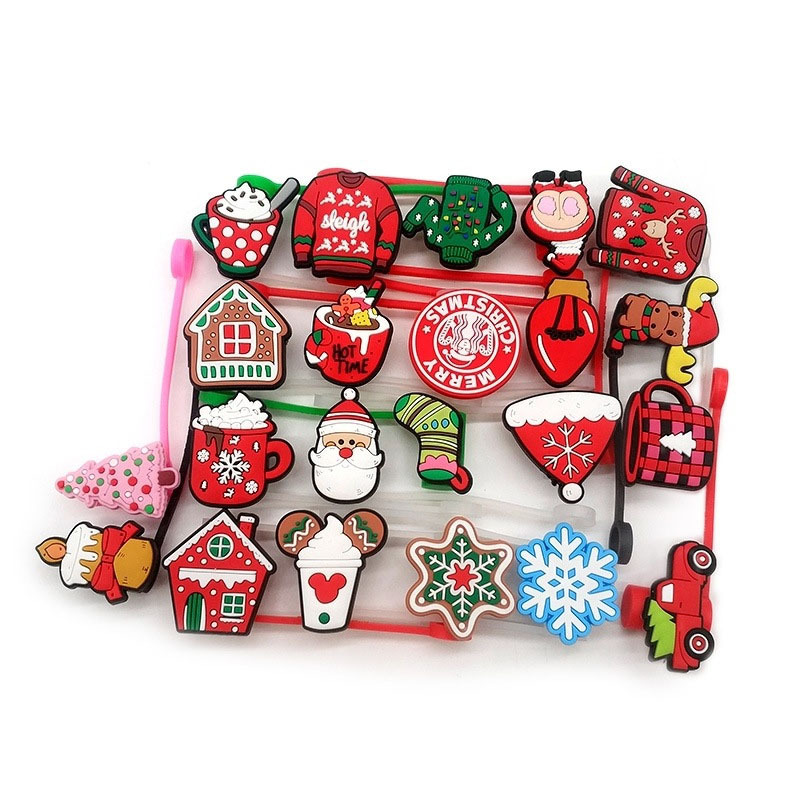 christmas straw decoration toppers reusable kids