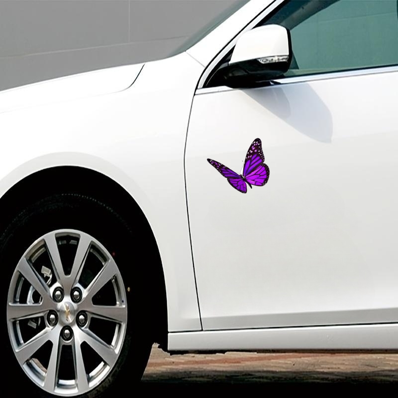 (Pack of 6) Purple Butterfly Sticker Decal | Waterproof | 3 inches | for  Laptop, Notebook, Water Bottle