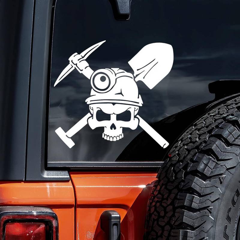 Coal Miner Crest Decal - Shovel Pick Hat Graphic - 6x6 Vinyl Sticker For Car Truck Window
