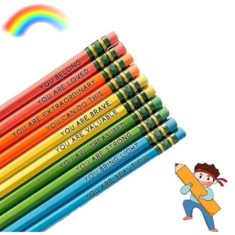 Rainbow Pencil Set Back to School Pencils for Kids Teacher Gift