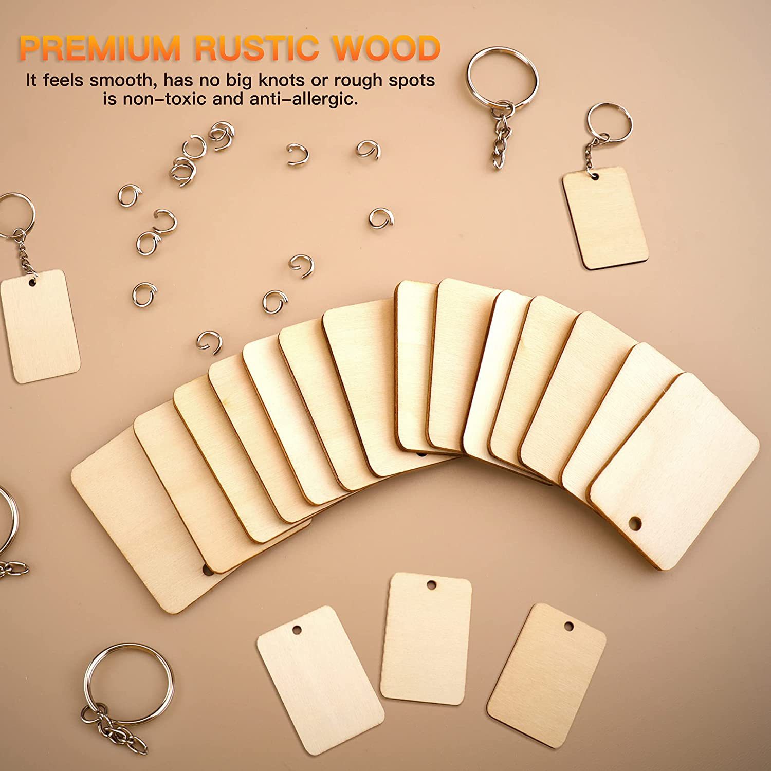 Blank Rectangle Wooden Keychain Set Wood Pieces With Key - Temu