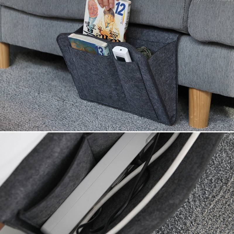 Bolsa de almacenamiento de fieltro para cama, organizador de escritorio,  sofá, TV, mando a distancia, soporte