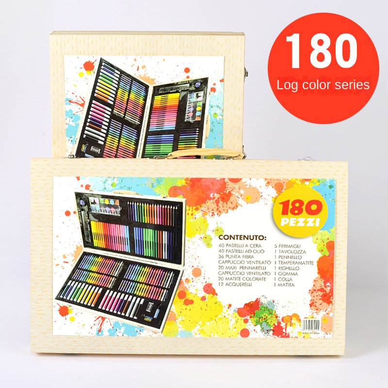 180 Wooden Box For Kids Watercolor Pen Brush Gift Box Crayon