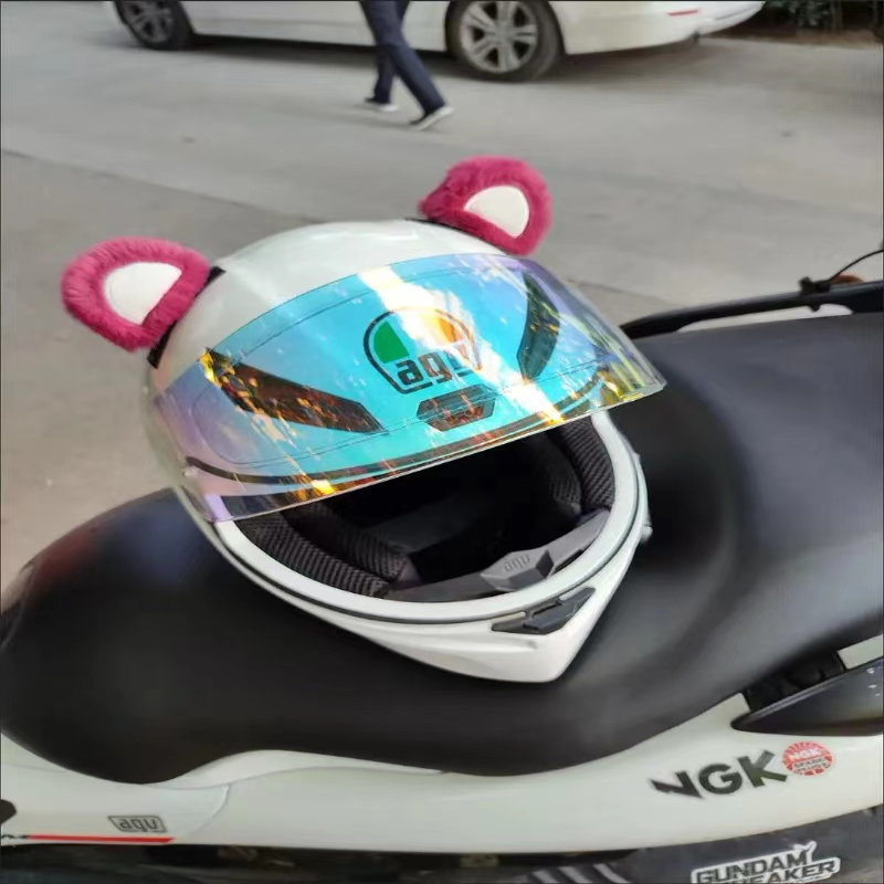 Tumnea Décoration de casque oreilles ski moto Couronne d'yeux grenouille  douce avec des bandes pour vélo snowboard (casque non inclus), Code