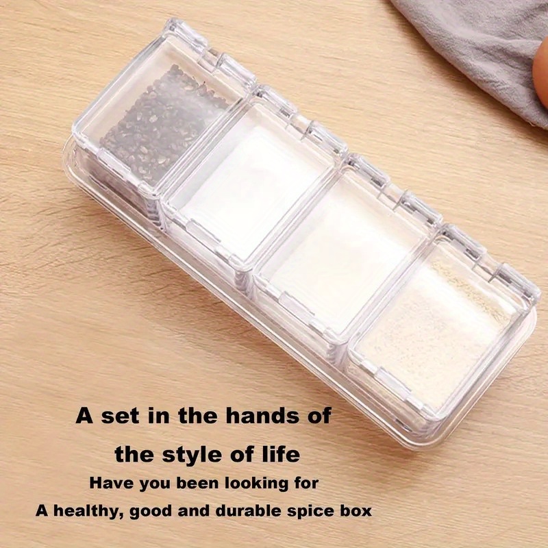 LZYLL Seasoning Box with Spoon 4 Compartments Multi-Grid Spice Storage  Container storage Tool for Kitchen Herb Spice Tools Gadgets