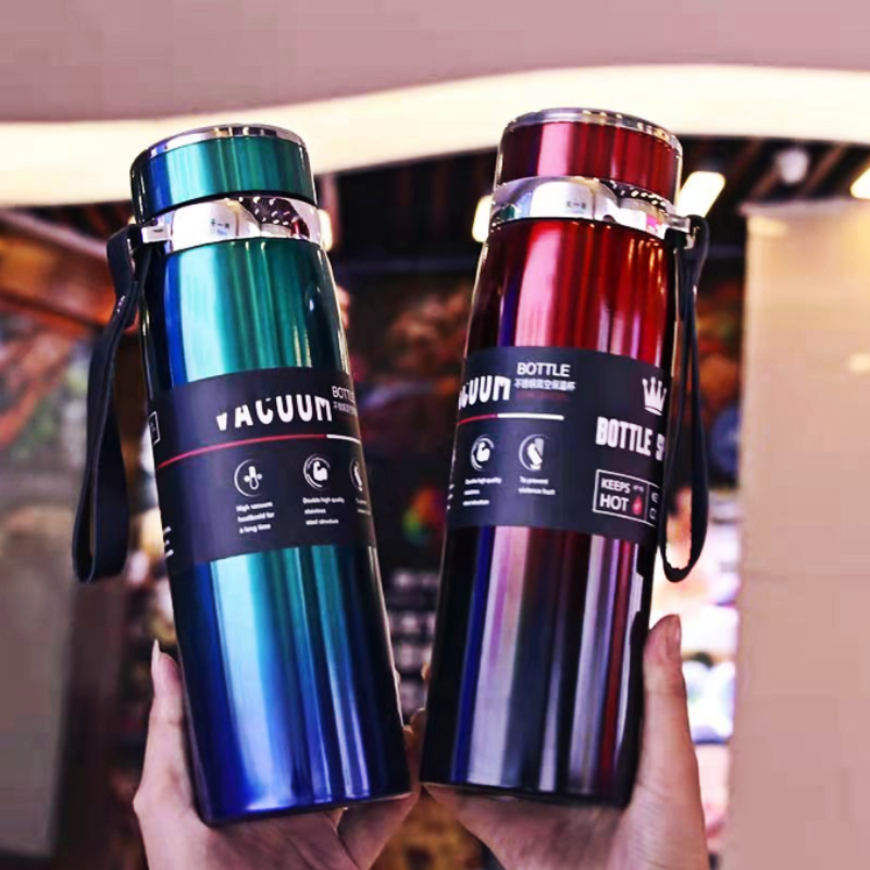 800ml Thermos Stainless Steel Thermos Tea Coffee Mug Cup Vacuum-Insulated Travel  Mug Water Bottle with Filter for Women Sports Men 