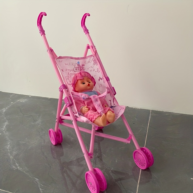 Adorable Ours Motif Baby Doll Trolley Poussette Pliante Poussette Enfants  Jouet