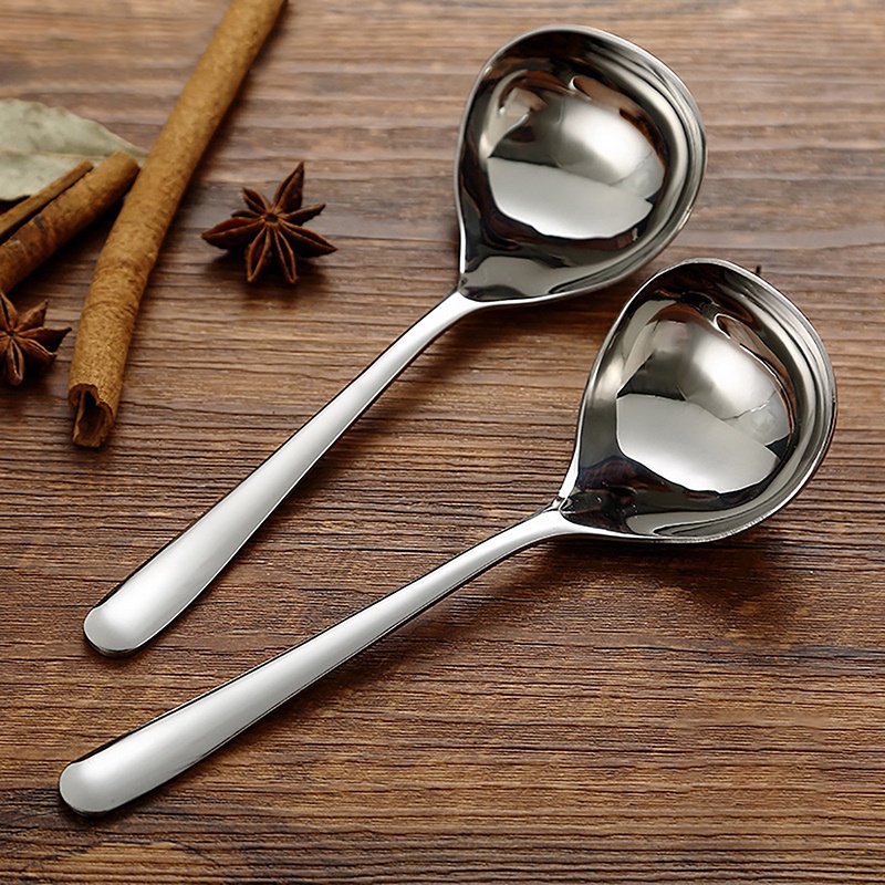 1Pc Stainless Steel Cooking Spoon Rustproof Soup Scoop Hot Pot Ladle  (Silver) 