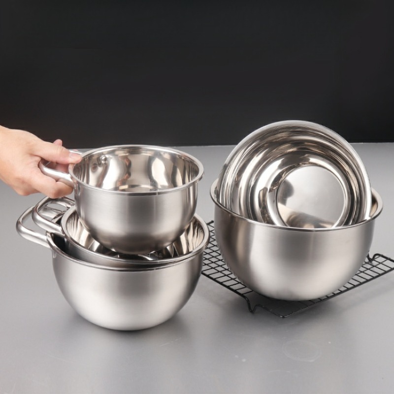 Mixing Bowl Thickened Stainless Steel Large Capacity Salad Bowls Kitchen  Nesting Mixing Bowl for Cooking, Baking