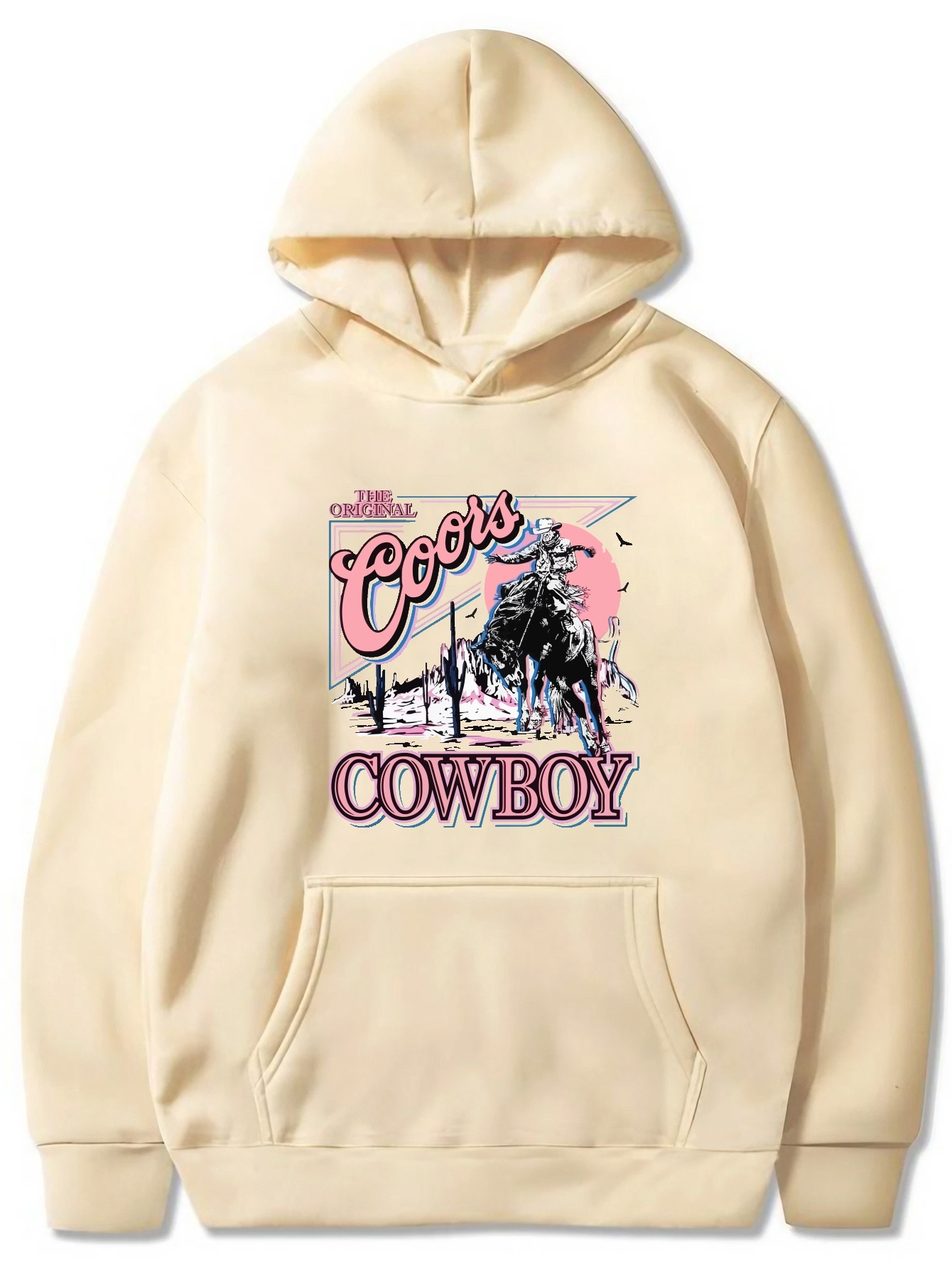 Statue / Retro Cowboy Print Hoodie, Cool Hoodies For Men, Men's