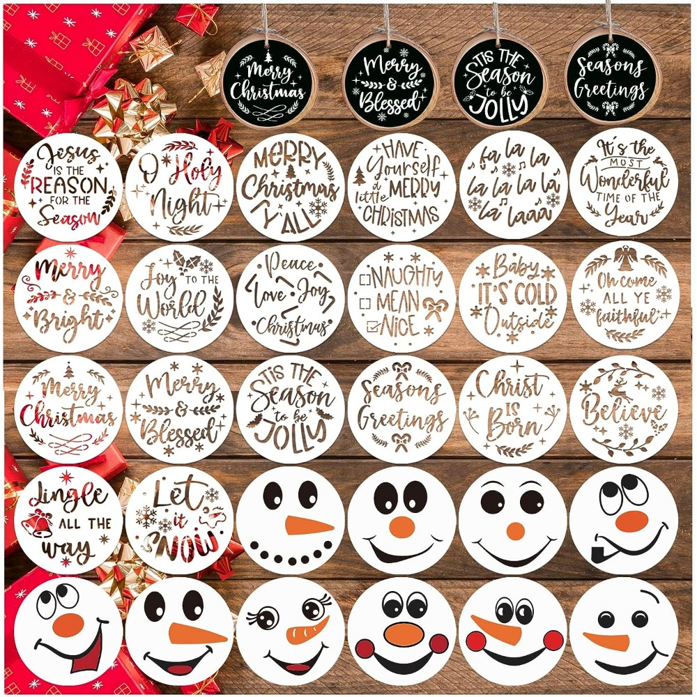 Christmas Stencils Reusable Winter themed Circular Stencils - Temu