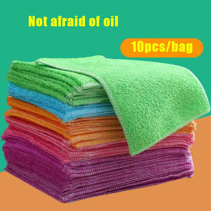 1/5pcs Thick Kitchen Towels Dishcloths Daily Dish Towel Non-stick Oil  Thickened Table Cleaning Cloth Absorbent Scouring Pad Rags