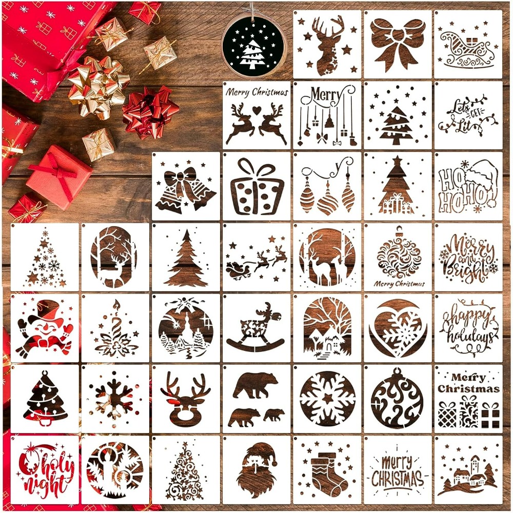  Set of 9 Christmas Stencils for Painting on Wood