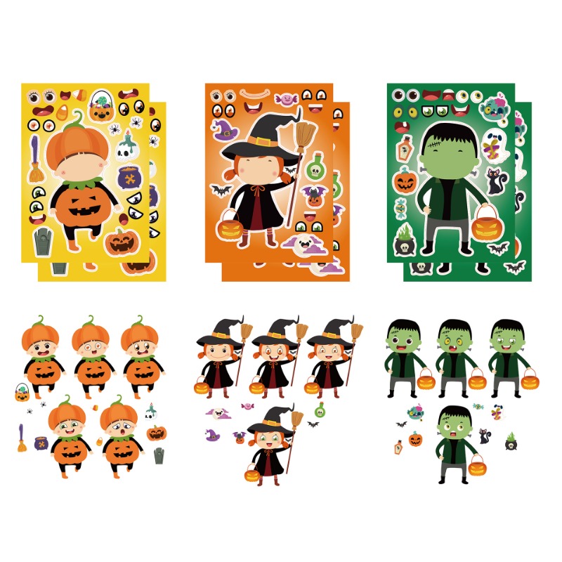 Halloween Stickers Cartoon Stickers Monster Puzzles Diy - Temu