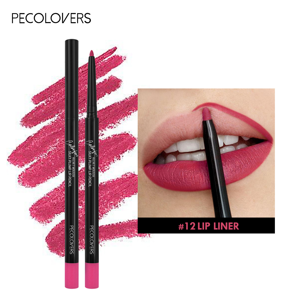 Pecolovers Waterproof Pencil Lipstick Set Matte Lip Liner Pen Long