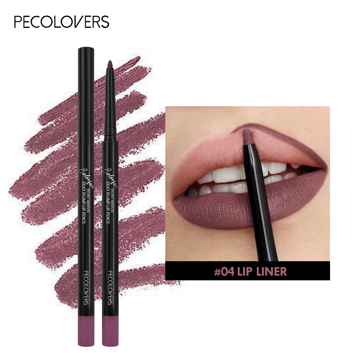 Pecolovers Waterproof Pencil Lipstick Set Matte Lip Liner Pen Long