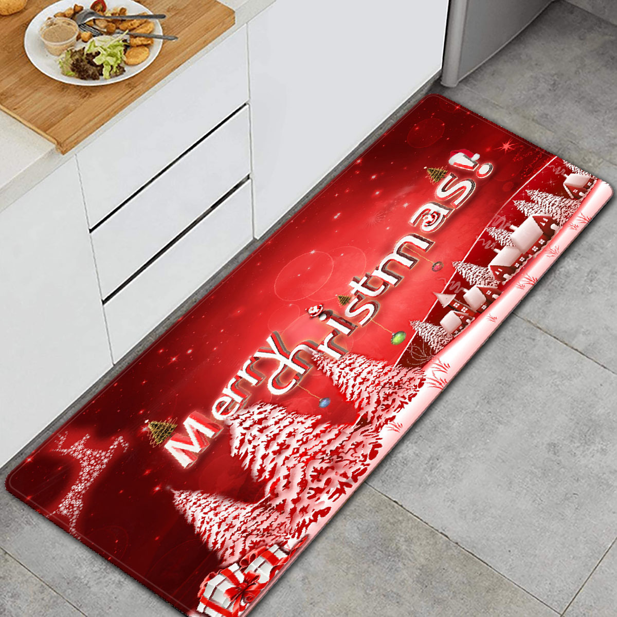 Non slip Christmas Kitchen Mat White Christmas Tree Mat - Temu