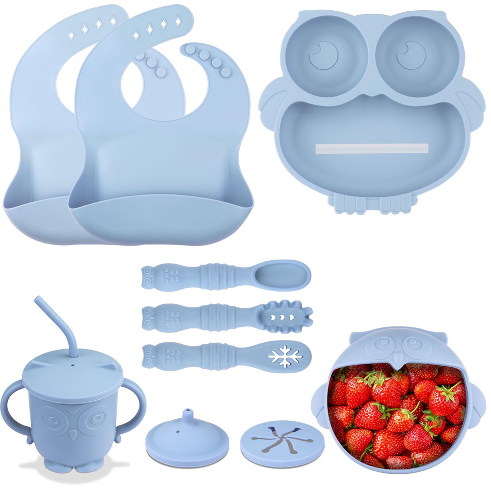 Baby Led Weaning Set With Bibs, Spoons, A Suction Bowl and Cup