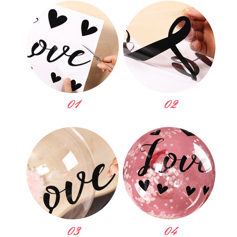 Valentines Day Heart Stickers Letters Balloon Stickers Bobo - Temu