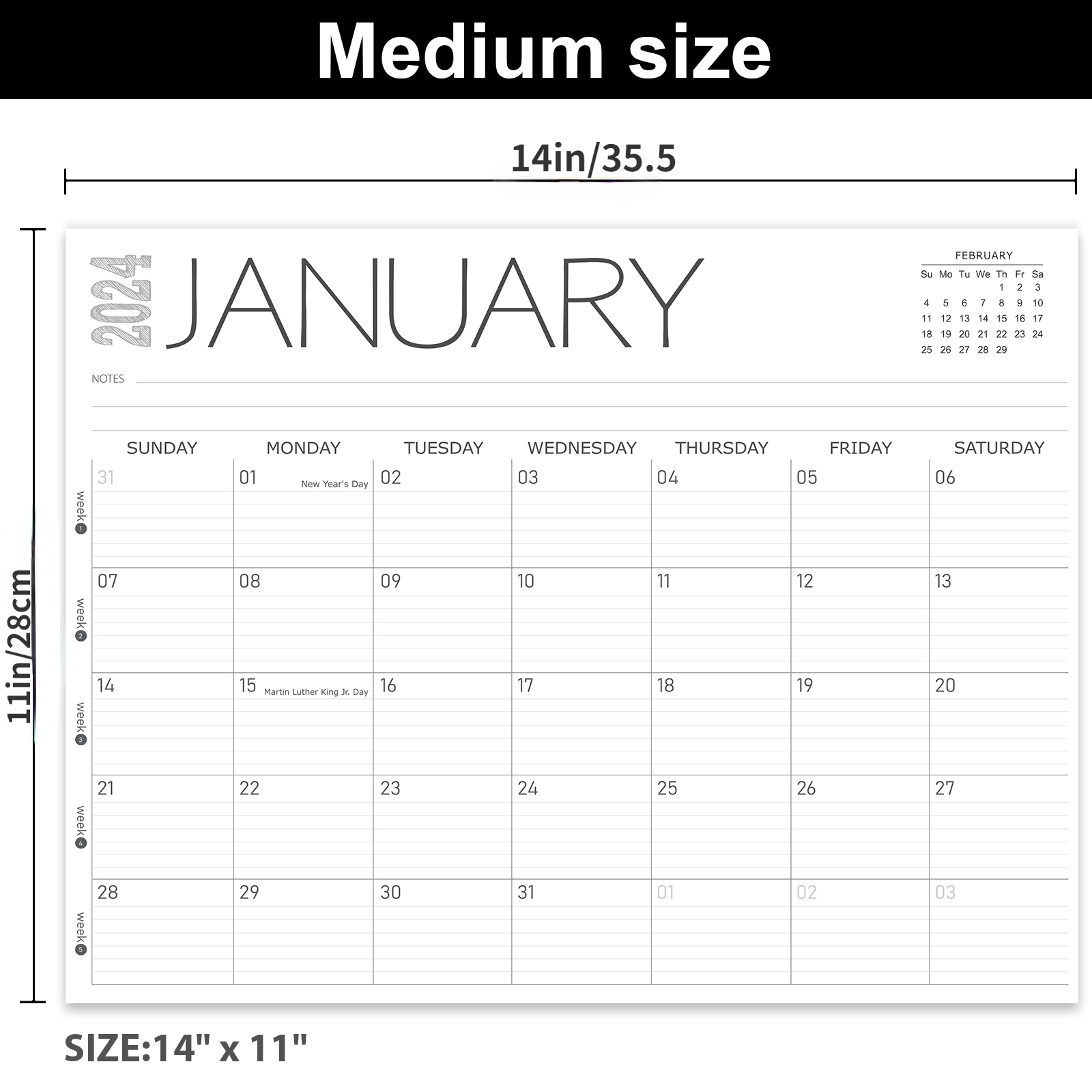 2024 Desk Calendar - January 2024 to December 2024 - Desk Calendar 2024  Large 17 x 12, Large Ruled Blocks, to-do List & Notes, Corner Protectors