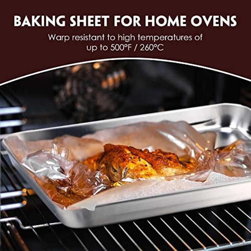 Baking Sheet Cookie Sheet For Oven Stainless Steel Small Baking Pan Cake  Toaster Roasting Metal Rectangle Trays, Oven And Dishwasher Safe - Temu  United Arab Emirates