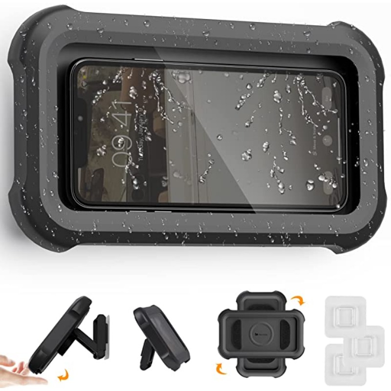 Shower Mount Storage Box Phone Holder Waterproof Mobile - Temu