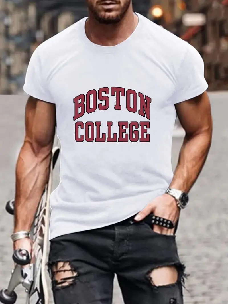 Camiseta Manga Corta Estampado Gráfico boston College - Temu Mexico