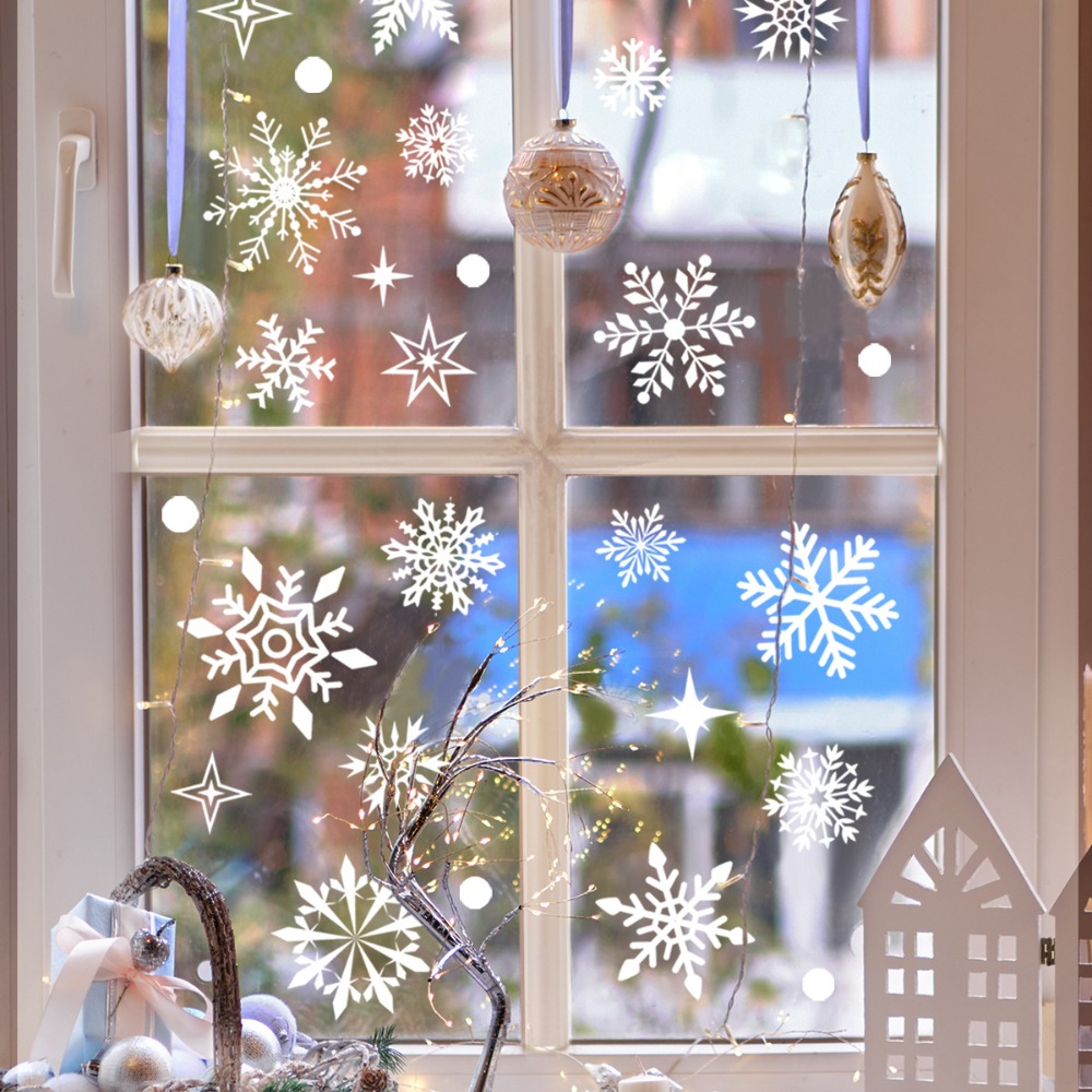 1pc Weiße Schneeflocken Fenster Aufkleber Weihnachten Winter - Temu Austria