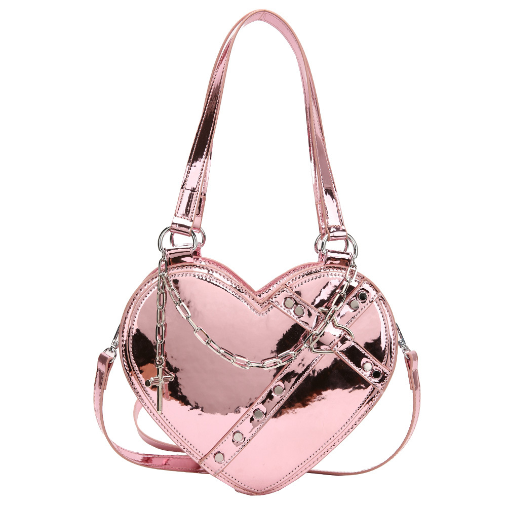 Gothic Heart Shaped Handbag, Y2k Mini Chain Crossbody Bag, Punk Style Love  Purse For Women - Temu