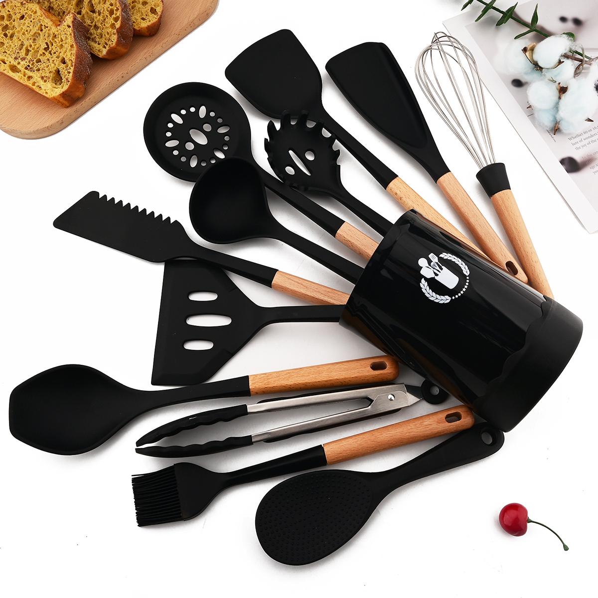 Silicone Cooking Utensils Set Kitchenware Brush Clip Spoon Spatula Ladle  Egg Beaters Kitchen Utensils Set 10/11Pcs Cooking Tools